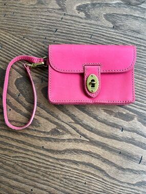 Fossil Austin bright Pink Leather Wristlet